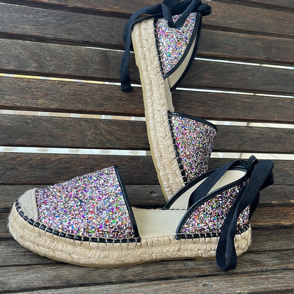 FREE PEOPLE ❤️🥰GLITTER Paradise Espadrille SIZE 8.5 Women